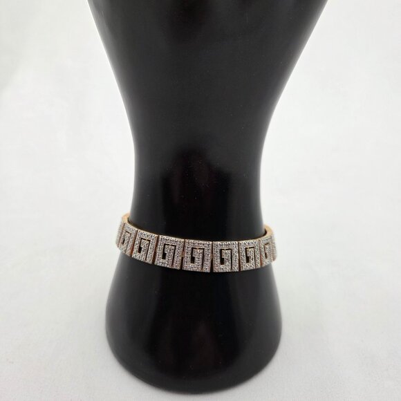 VTG 80s Gold Tone Rhinestone Link Bracelet - Classic Dynasty - Picture 7 of 10